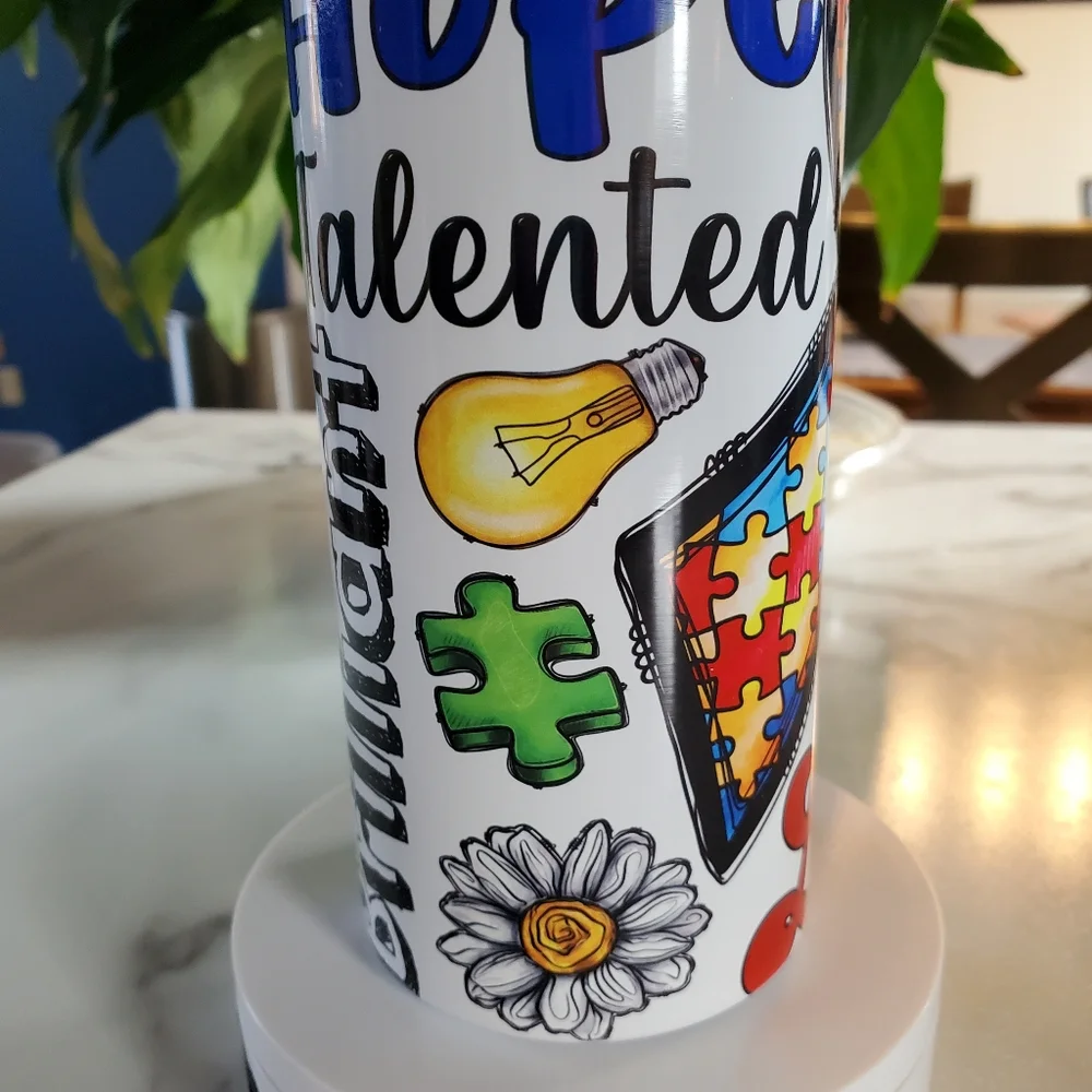 Autism Awareness inspire, KINDNESS 20oz Tumbler with duo lids 🎉sale